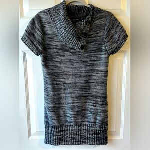 United States Sweaters Black Gray Marled Asymmetric Cowl Chunky Knit Dress Med